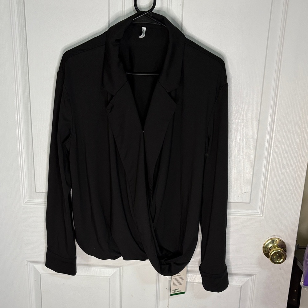 HALARA Black Draped Women's Blouse